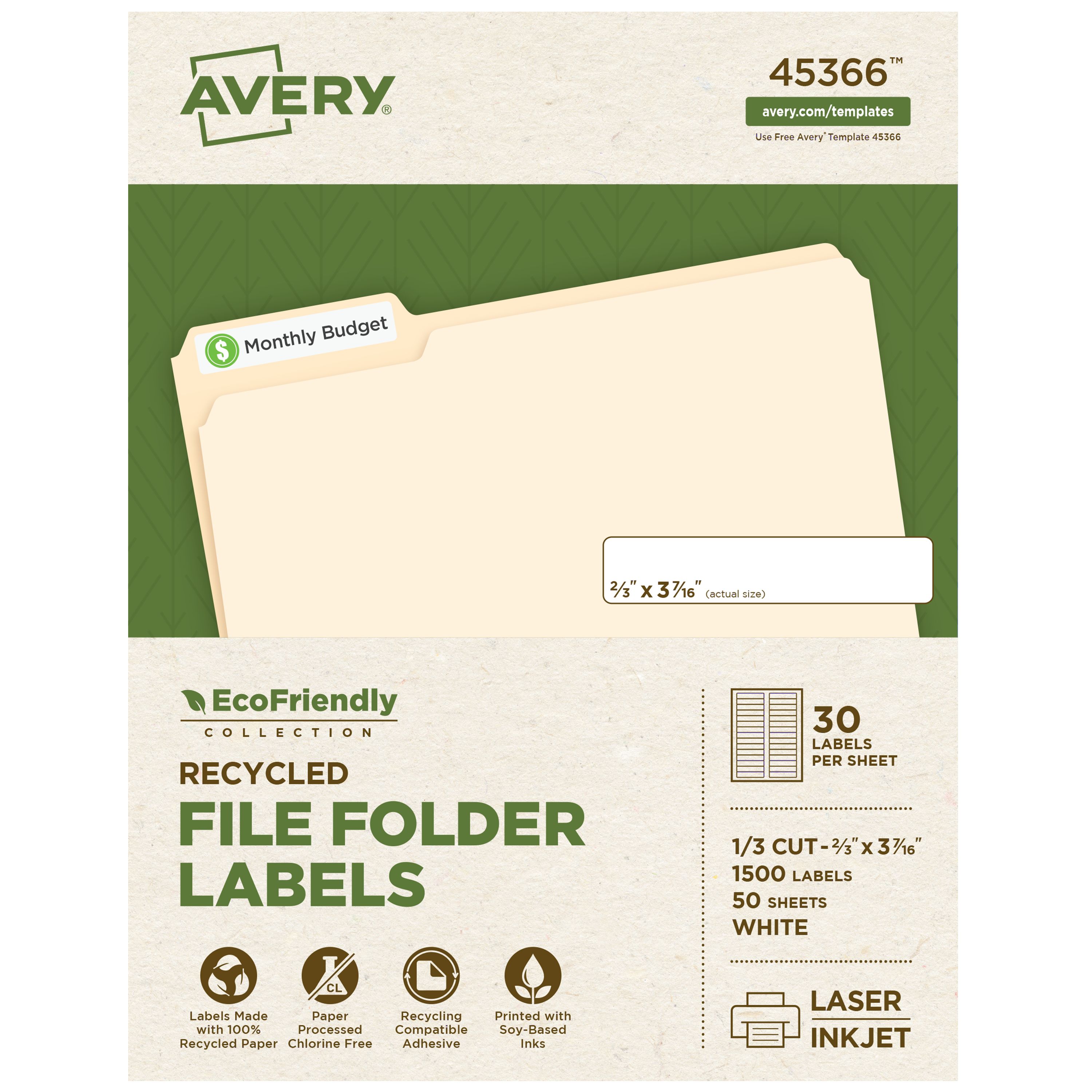 EcoFriendly File Folder Labels, 2/3